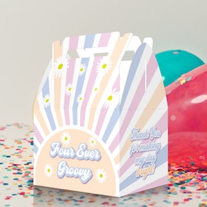 Groovy 4th Birthdy Party Favor Boxes