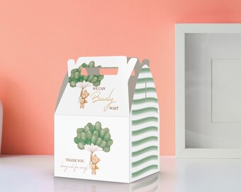 Bear and Green Balloons Party Favor Boxes