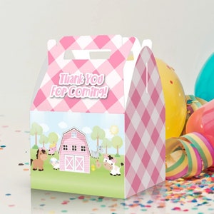 Pink Barn Farm Party Favor Boxes