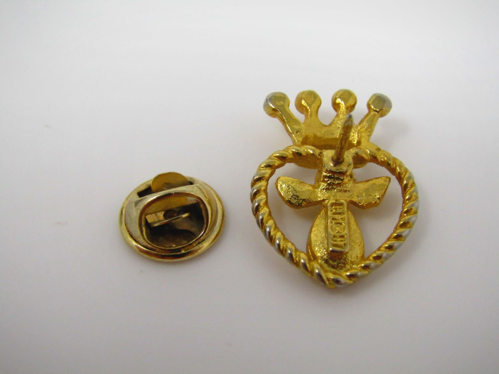 Vintage Christian Lapel Pin Angel Center Crown Top Heart Etsy