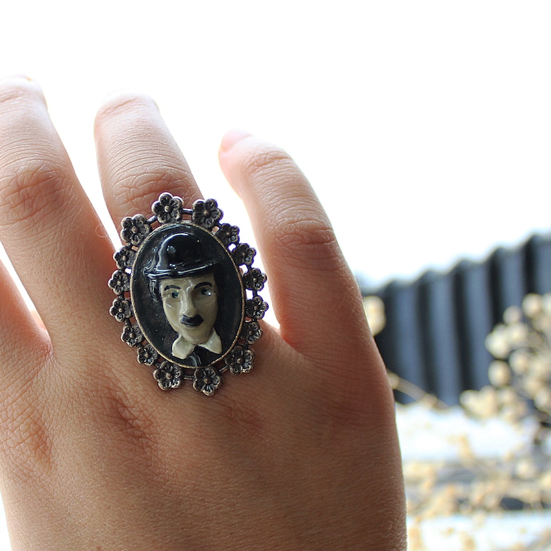 Chaplin Jewellery Modern Times Comes Air Dry Modelling Clay Charlie Chaplin Ring Gift For Charlie Chaplin Lover Movie Lover Gift