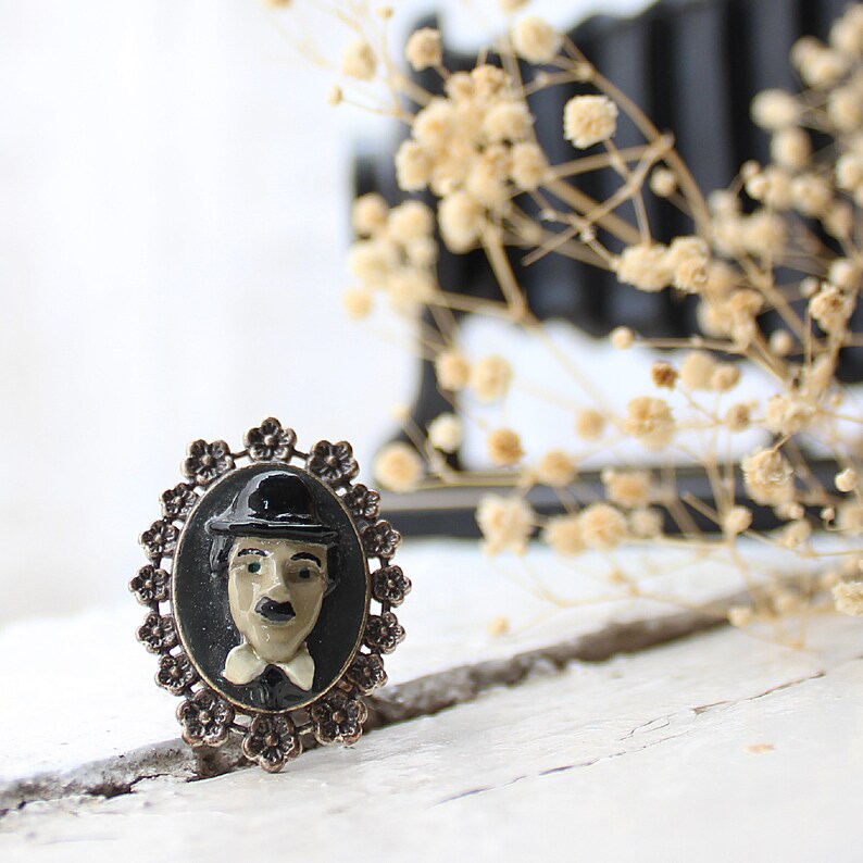 Chaplin Jewellery Modern Times Comes Air Dry Modelling Clay Charlie Chaplin Ring Gift For Charlie Chaplin Lover Movie Lover Gift