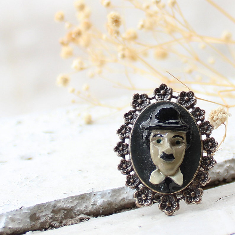 Chaplin Jewellery Modern Times Comes Air Dry Modelling Clay Charlie Chaplin Ring Gift For Charlie Chaplin Lover Movie Lover Gift