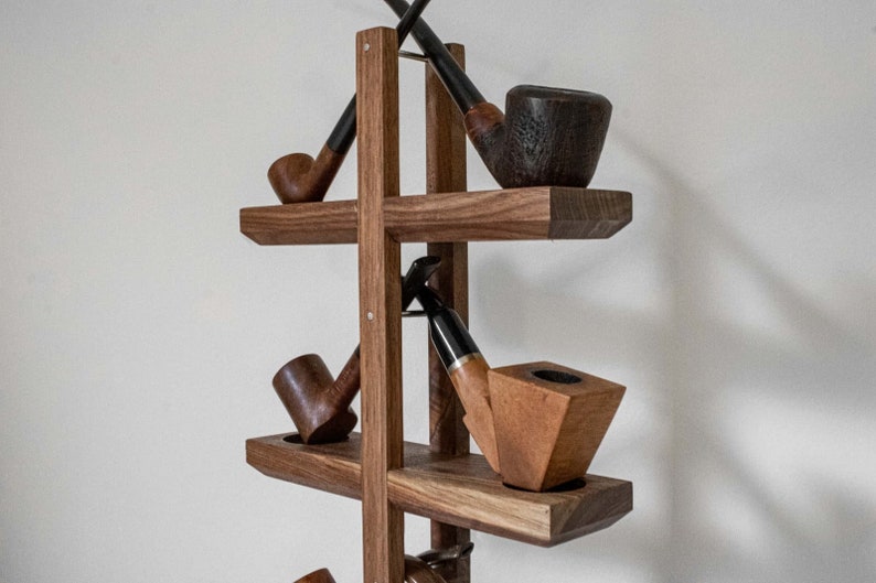 Premium Walnut Wall Mounted Tobacco Pipe Display Stand Etsy