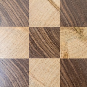 End Grain Chess Set, 12x12x1.25 in Walnut and Ambrosia Maple, Pieces Included, Modern Wood Chess Set, Extra Thick Chess Board image 5