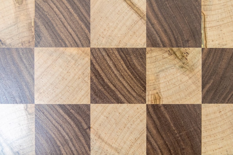 End Grain Chess Set, 12x12x1.25 in Walnut and Ambrosia Maple, Pieces Included, Modern Wood Chess Set, Extra Thick Chess Board image 5