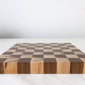 End Grain Chess Set, 12x12x1.25 in Walnut and Ambrosia Maple, Pieces Included, Modern Wood Chess Set, Extra Thick Chess Board image 4