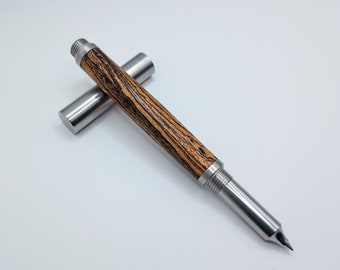 Bocote Wood Rollerball Pen | 303 Stainless Hardware | Semigloss Finish | Deluxe Hand Turned Pen | Refillable | Exotic Wood Pen