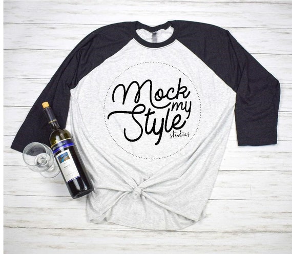 Download Next Level 6051 Unisex Shirt Mockup Black White Raglan ...