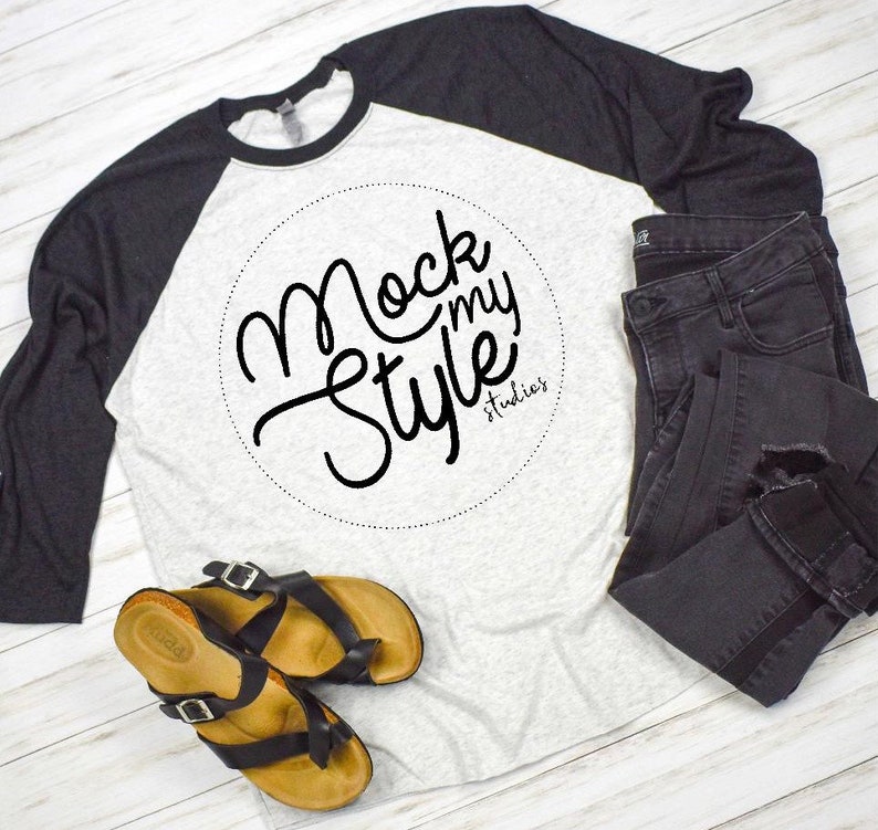 Download Next Level 6051 Unisex shirt mock-up black white raglan mock | Etsy