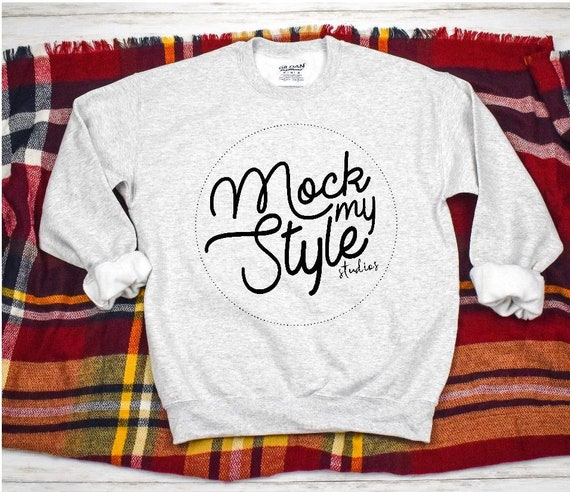 Crewneck Sweatshirt Mockup Gildan Sweatshirt Mockup Ash Grey Etsy