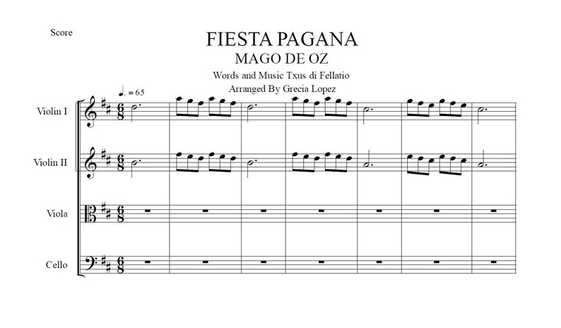 Partitura de Fiesta Pagana Mago de Oz para Cuarteto de - Etsy España