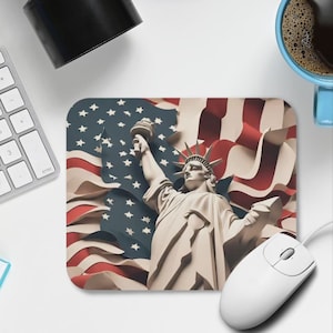 Presente patriótico, Estátua da Liberdade dos EUA MousePad Presente para Ele, Colega de trabalho estilo americano, país militar 3D Inspiração aniversário Nova York