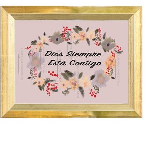 Printable Christian Wall Art | Dios siempre está contigo Arte | Spanish Bible Verse with Watercolor Flowers | Religious Instant Download