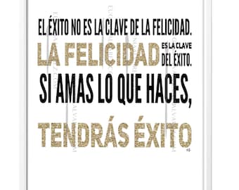 Spaanse inspirerende quote Art Print: geluk en succes (digitale download)