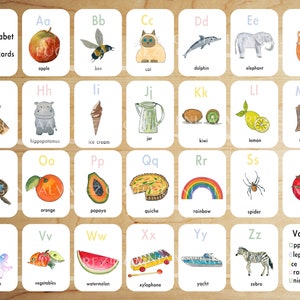 Alphabet Flashcards and Poster, Watercolor Alphabet Print, Alphabet Printable, Instant Download Alphabet, Alphabet cards, Alphabet Poster