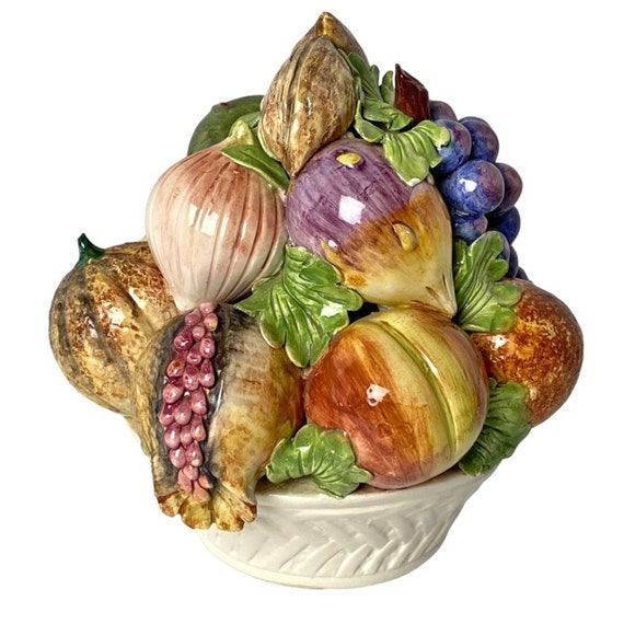 Midcentury Ceramic Fruit Bowl Centerpiece Hand Painted Etsy