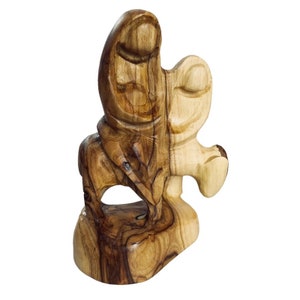 Hand carved Olive wood Holy Family Joseph Mary Jesus wood sculpture 4”