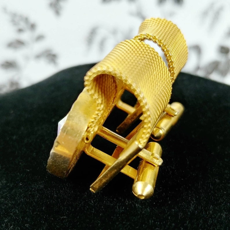 Vintage gold mesh and iridescent prism cuff links