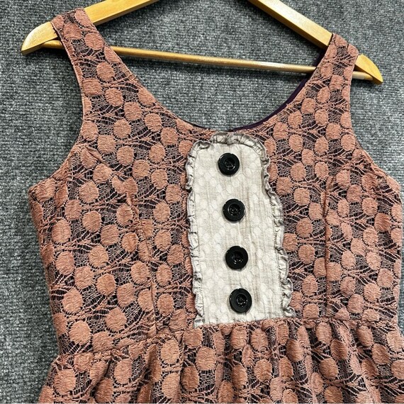 Knitted Dove crochet apron dress SMALL pockets buttons ruffles boho cottagecore