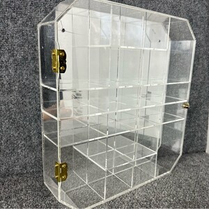 Vintage 1960s lucite curio display case cabinet octagonal mirrored 12.5x12.5x2.5