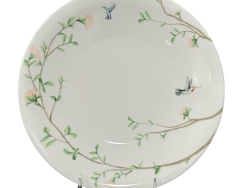 Monique Lhuillier x Pottery Barn dinner plate 10.5” hummingbirds flowers branch
