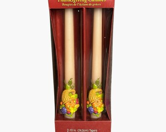 Vintage NWT Thanksgiving candles 10” tapers cornucopia fruit vines Guild House