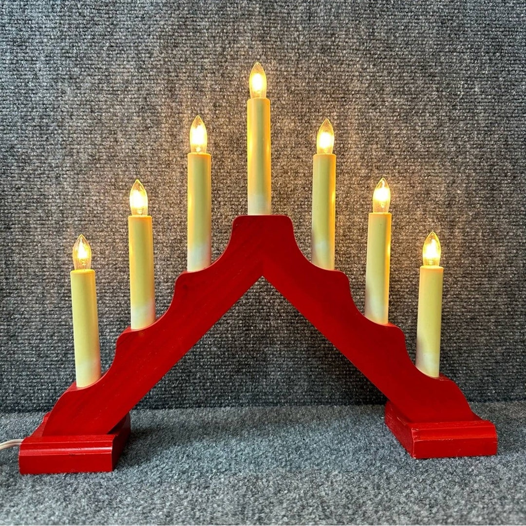 Vintage IKEA Helg Swedish Candelabra Electric Christmas Red 7 Bulbs