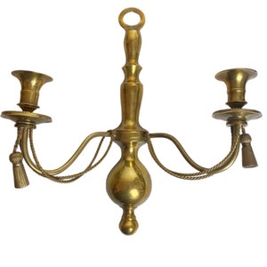 Vintage rope and tassel brass candelabra wall mount sconce taper candles 13x13