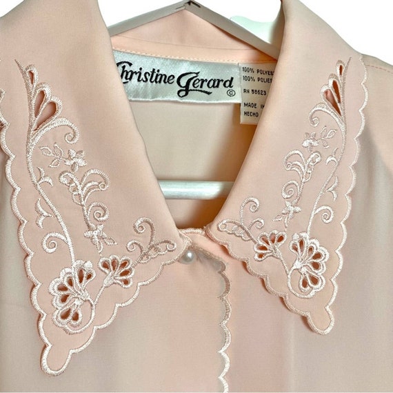 Vintage Christine Gerard pink secretary blouse em… - image 3