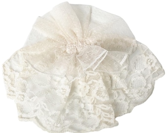 Vintage neck bow jabot lace pussybow button on steampunk Victorian 7x9 one size