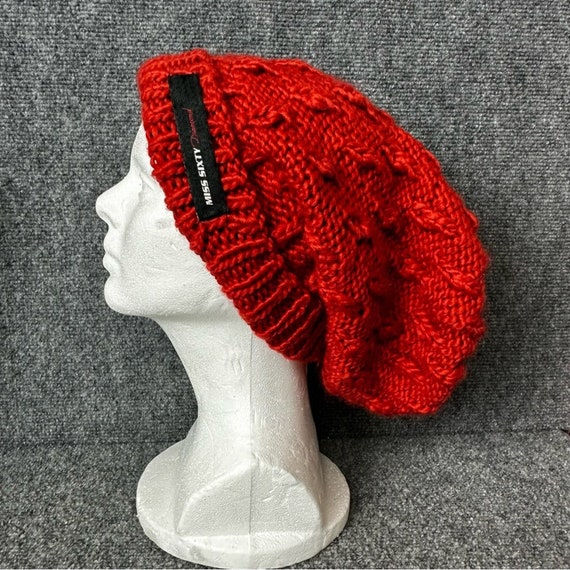 Miss Sixty Y2K slouchy beanie toque rust red acry… - image 5