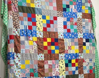 Antique quilt topper patchwork pattern unfinished 6’x6.5’