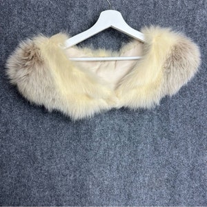 Vintage arctic fox fur stole ivory bridal formal one size cape wrap shrug collar