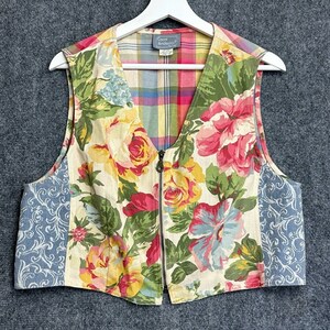 Vintage women’s vest sz 14P boho Y2K cottagecore floral coastal cowgirl festival