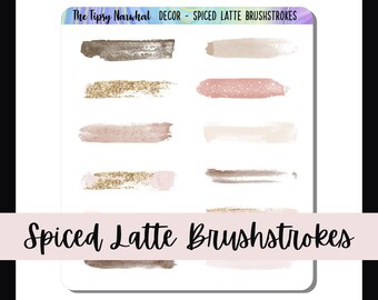 Printable Planner Stickers, Journal Decor, Digital Download, Decorative Stickers, Brush Strokes, Latte Paint Swipe, Glitter Deco, Washi, PNG