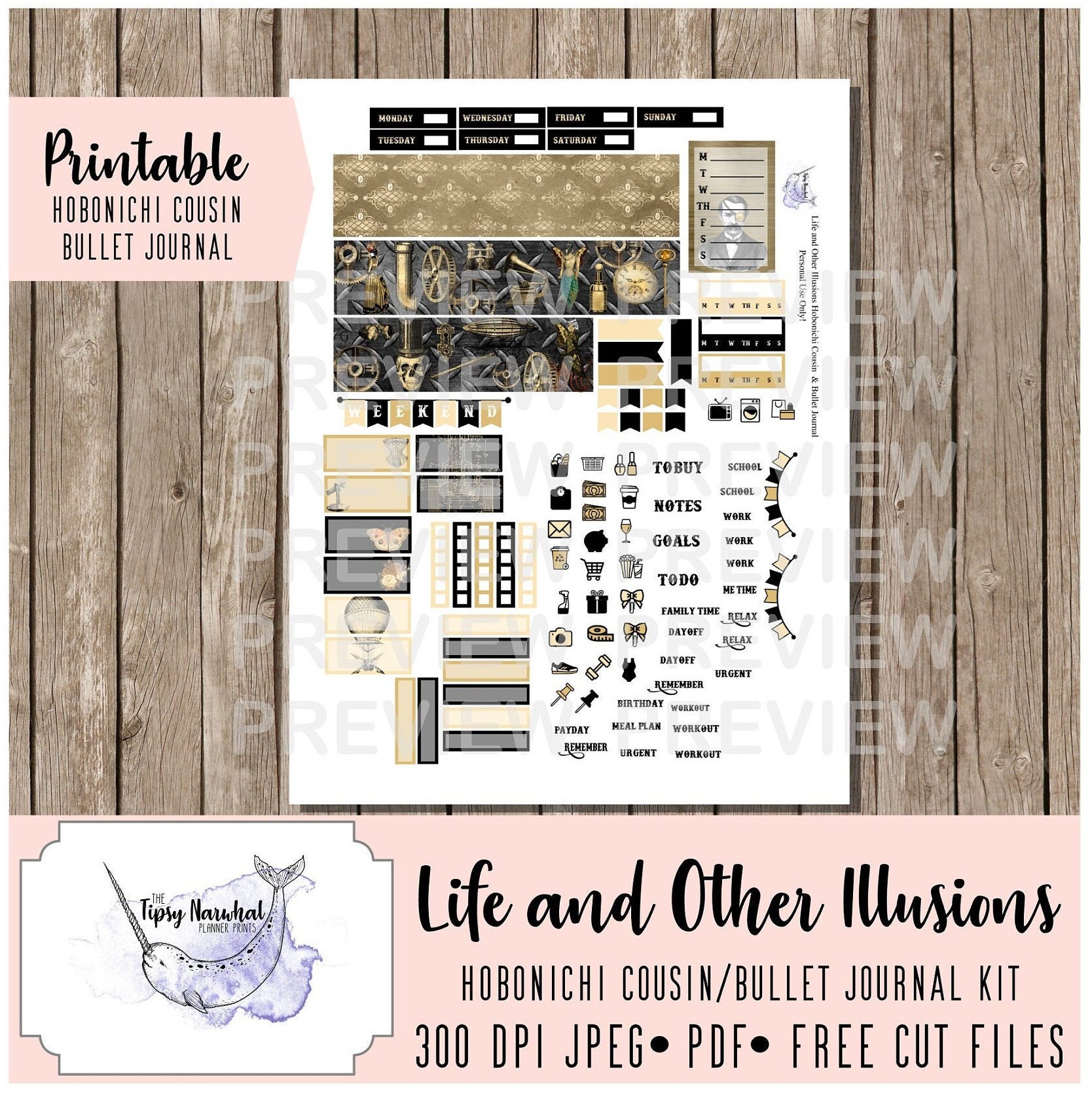 Paper Bright Bullet Journal Hobonichi Cousin Weekly Layout Kit Modern ...