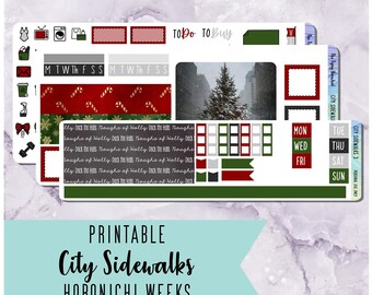 Printable Planner Stickers, Digital Download, Hobonichi Weeks, Fauxbonichi, Weekly Kit, Holiday Decor, Christmas Stickers, Journal Deco