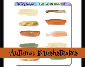 Decorative Planner Stickers, Journal Decor, Deco Stickers, Planner Decals, Brush Stroke, Autumn Color Brushstrokes, Sticker Sheet, Washi