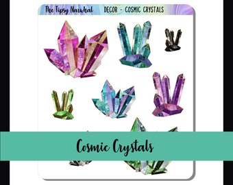 Decorative Planner Stickers, Journal Decor, Deco Stickers, Planner Decals, Cosmic Crystals, Star Crystals, Crystal Clusters, Sticker Sheet