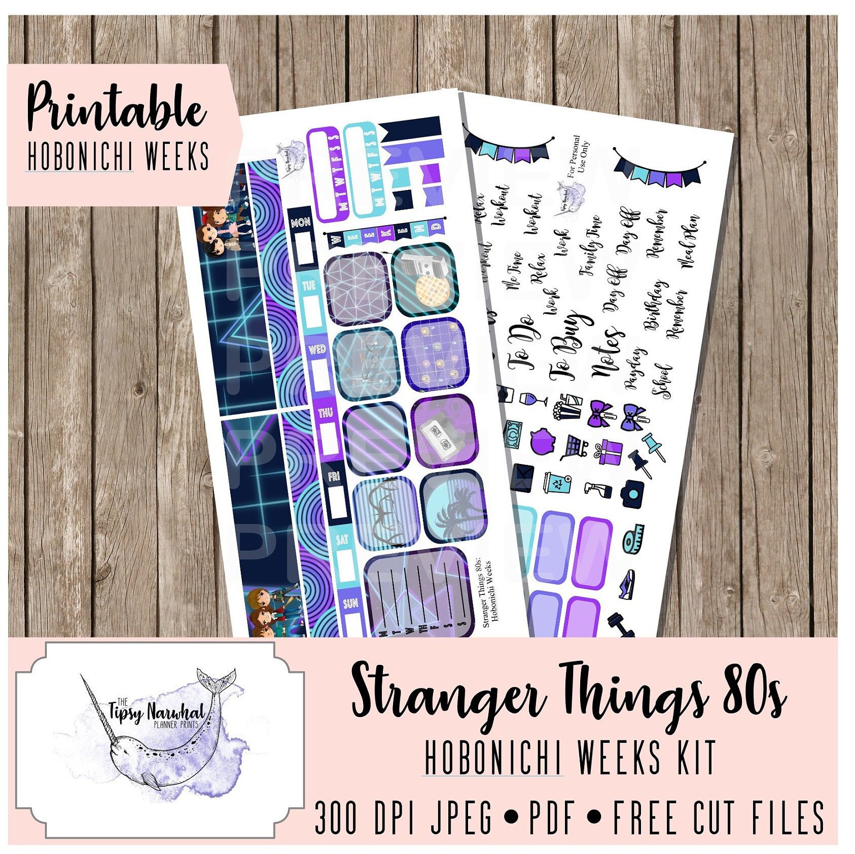 hobonichi weeks printable planner stickers stranger things etsy new zealand