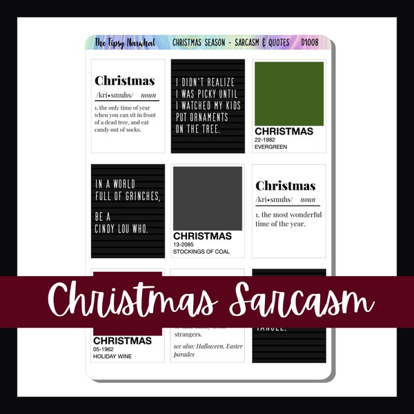 Printable Planner Stickers, Journal Decor, Digital Download, Decorative Stickers, Christmas Sayings, Sarcastic Quotes, Letter Boards, PNG