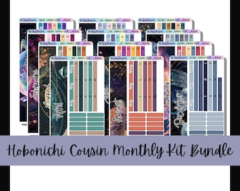 Hobonichi Cousin Monthly Kits, A5 Planner, Hobonichi Cousin Stickers, Monthly View, 12 Month Bundle, Full Year, Gift for Planners