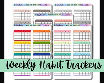 Functional Planner Stickers, Digital Download, Weekly Habit Tracker, Goals Tracker , Goals Chart , Gift for Planners, Journaling Gift, PNG