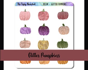 Decorative Planner Stickers, Journal Decor, Deco Stickers, Planner Decals, Glitter Pumpkins, Autumn Decor, Glitter Stickers, Premium Paper