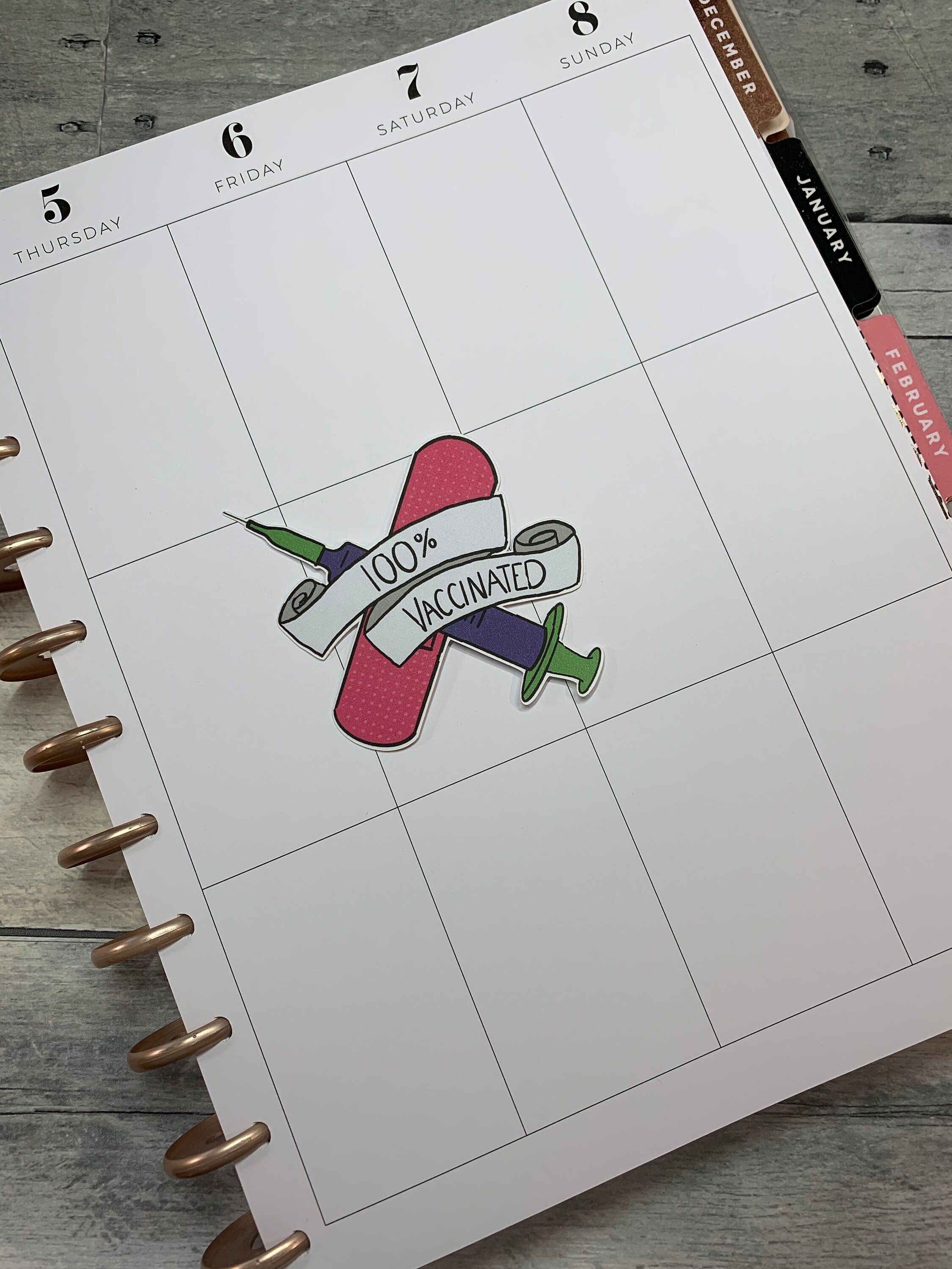 Planner Die Cut / Planner Accessories / 100 Vaccinated GAVI Etsy