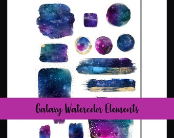 Decorative Planner Stickers, Journal Decor, Deco Stickers, Planner Decals, Galaxy Watercolor, Watercolor Art, Design Elements, Sticker Sheet