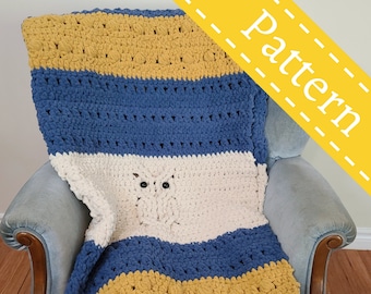 Night owl blanket crochet pattern - PDF file