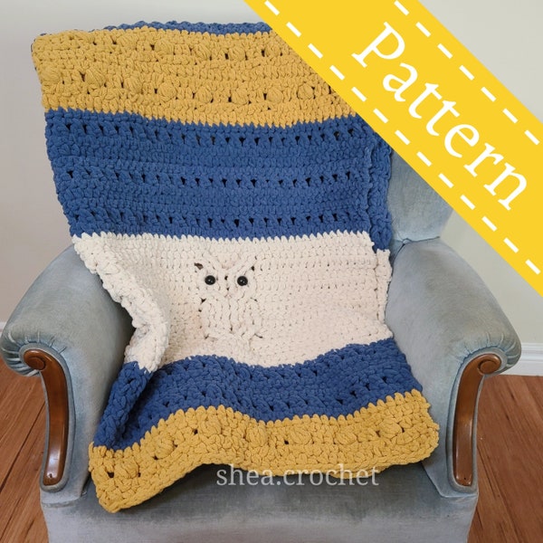 Night owl blanket crochet pattern - PDF file