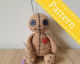 Voodoo doll pin cushion crochet pattern - PDF file